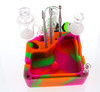 Square Silicone Dab Station - Orange, Pink, and Green