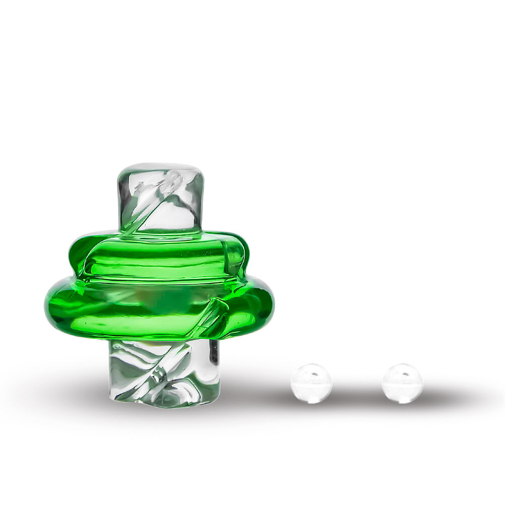 20mm / 25mm Green Spinner Flat Top Carb Cap 4mm Terp Pearls Kit