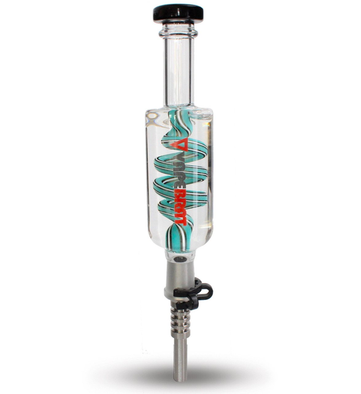 Frozen Nectar Collector Kit: Freezable Glycerin Dab Straw - Aqua and White  - Quartz Banger