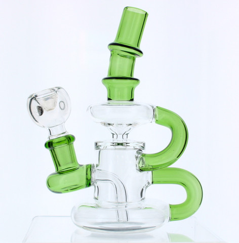 6" Mini Klein Recycler Dab Rig with 14mm Male 90 Degree Banger 25mm Dia - Green