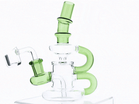 6" Mini Klein Recycler Dab Rig with 14mm Male 90 Degree Banger 25mm Dia - Green