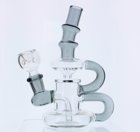 6" Mini Klein Recycler Dab Rig with 14mm Male 90 Degree Banger 25mm Dia - Gray