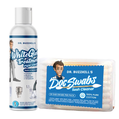 DR Buzzkill's White Glove Treatment 4oz Cleaner with Doc Swabs Travel Pack Cleaning Kit