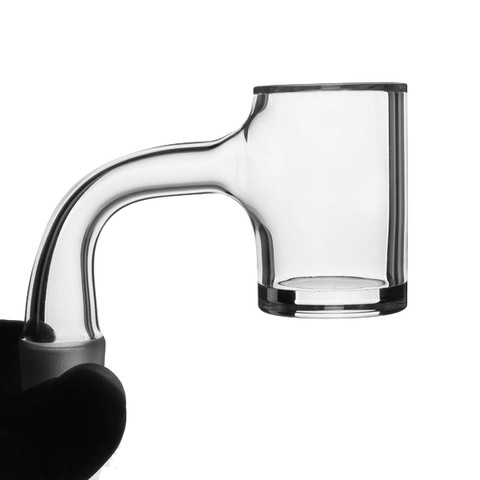 Beveled Fully Welded 2mm Thick Bottom Quartz Banger: 10mm Male 90 Degree