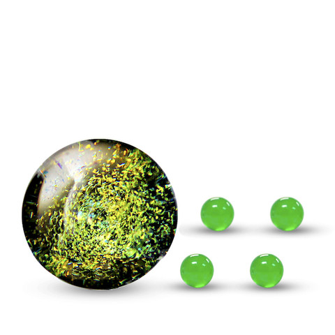 Slurper Marble with Four Terp Pearls: Emerald Stardust Dichro