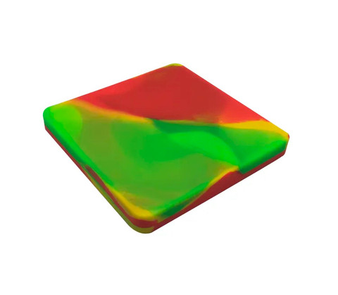 Extra Large Flat Silicone Dab Container: 7" x 7" - 200ml - Rasta