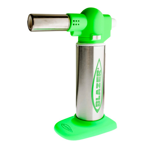Dab Torch Lighter: Blazer Big Buddy Turbo Torch - Green & Stainless Steel