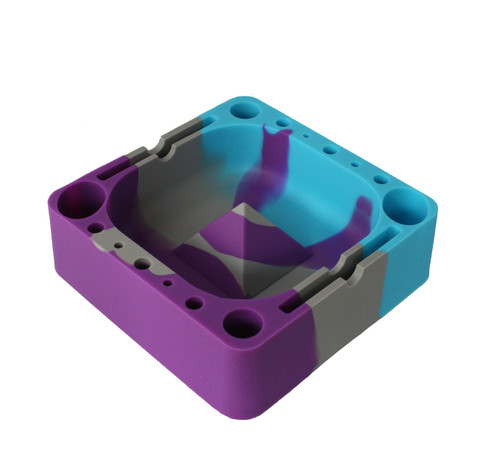 Dab Tray: Square Silicone Dab Tray Purple and Gray: Banger, Dab Tool, Carb Cap Holder