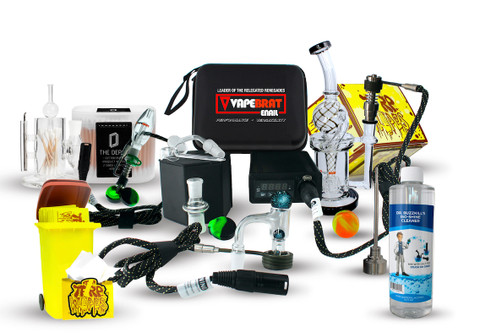Complete Enail Kit: Connoisseur VapeBrat Micro: Recycler Dab Rig with 4 Nail Styles E-nail Kit and Enail Dab Cleaning Kit
