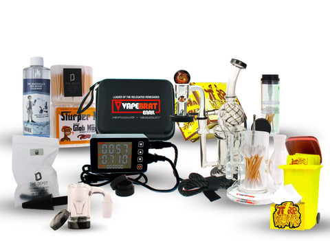 Enail Dab Rig Kit: VapeBrat LCD 30mm Terp Slurper E Nail with Recycler Dab Rig and Cleaning Kit