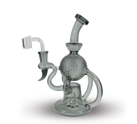 8" Dual Uptake Recycler Dab Rig with Orbital Flow: Black