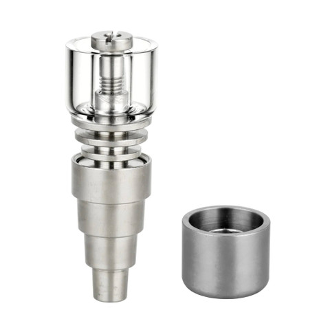 Titanium Dab Nail with Titianium & Quartz Dish - Deep Dish Nail: 25mm