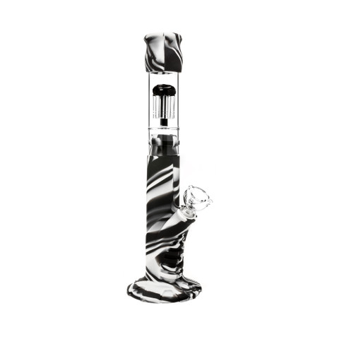 15" Black Silicone Glass Hybrid Bong with Glass Tree Percolator