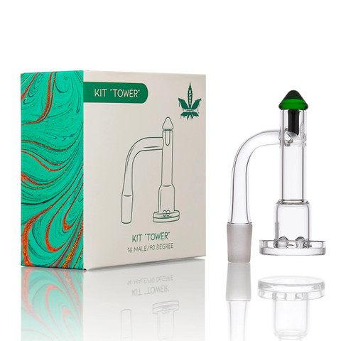 Control Tower Banger Spinner Kit: 14mm Male 90 Degree Terp Banger Kit by aLeaf