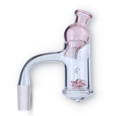 Preppy Quartz Banger Spinner Kit Pink: Vortex Banger, Terp Spinner Wheel & Bubble Spinner Carb Cap
