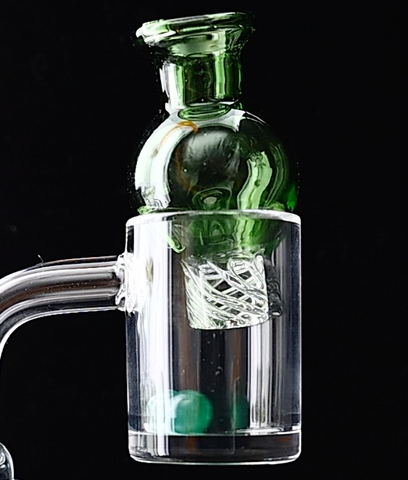 25mm Green Carb Cap Kit: Bubble Spinner Carb Cap with Two Green Terp Pearls