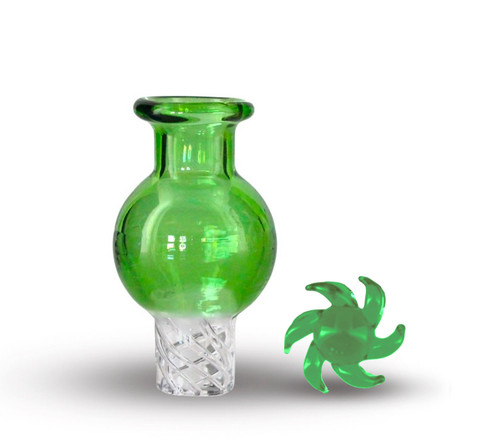 25mm Green Spinner Carb Cap Kit: Bubble Spinner Carb Cap with Green Terp Wheel