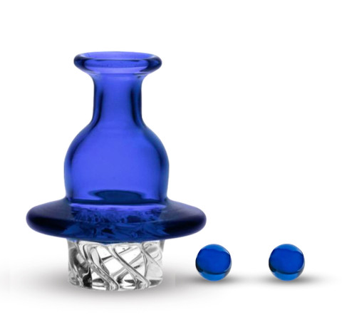 25mm Blue Bell Spinner Carb Cap with Two 6mm Terp Pearls