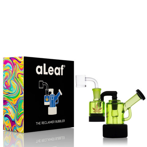 aLeaf The Reclaimer Bubbler Dab Rig Kit: Black and Green Rig, Reclaim Catcher and Banger