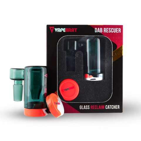 Green Reclaim Catcher: 14mm Male 90 Degree Pipe Joint to 14mm Female Banger Joint