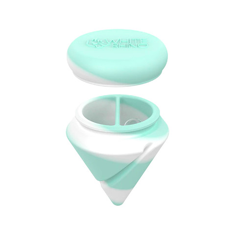 30mm Silicone Diamond Spinner Carb Cap: Wax Jar + Terp Pearl - Glow White and Mint
