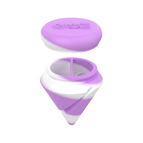 30mm Silicone Diamond Spinner Carb Cap: Wax Jar + Terp Pearl - Glow-in-the-dark White and Purple