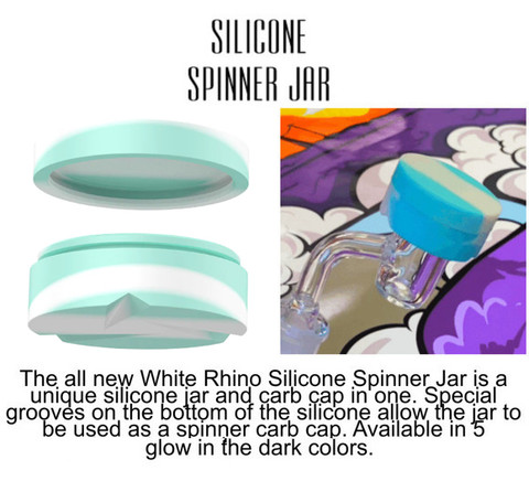 38mm Silicone Carb Cap and 7ml Jar:  2 in 1 Glow-in-The-Dark White and Mint