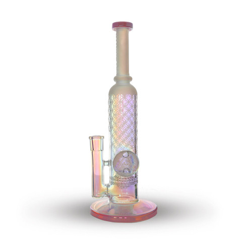 ILLUMINATI Pink Sacred Geometry Iridescent Glass Dab Rig