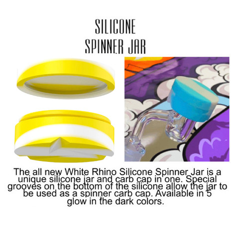 38mm Silicone Carb Cap and Jar:  2 in 1 Glow in The Dark White and Yellow