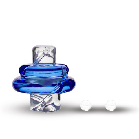 20mm / 25mm Blue Spinner Flat Top Carb Cap 4mm Terp Pearls Kit: Electric Dab Rig Compatible w/ Puffco, Carta Devices