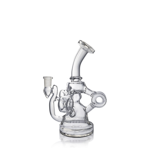 6.5" Mini Recycler Triple Uptake Donut Glass Dab Rig: Defender