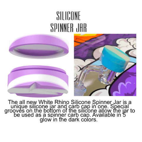 38mm Silicone Carb Cap and 7ml Jar: 2 in 1 Glow in The Dark White and Purple