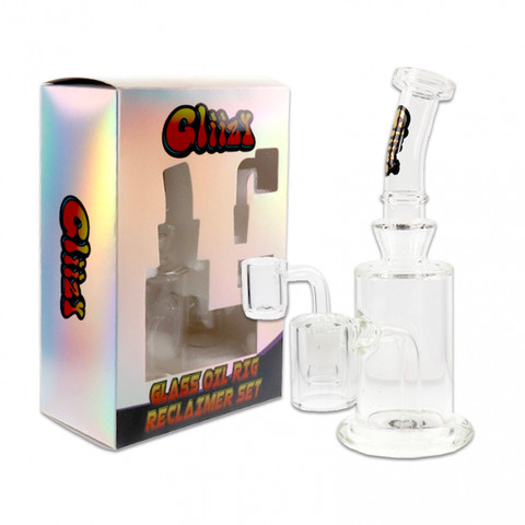 8" Bent Neck Dab Rig with Reclaim Catcher Kit: Glizzy Glass Rig