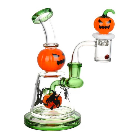 Halloween Dab Rig Kit: Pumpkin with Spinner Carb Cap and Banger Jack-o'-Lantern Limited Edition