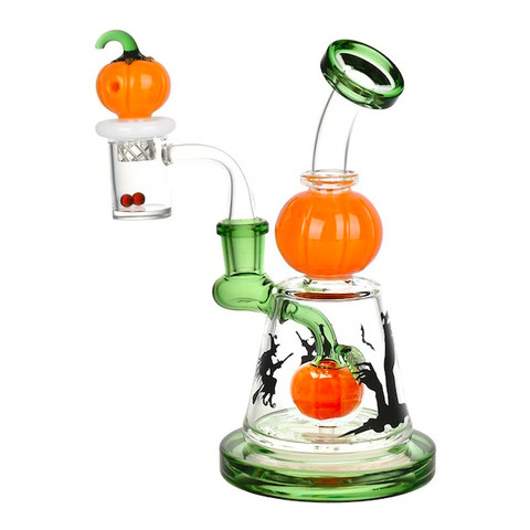 Halloween Dab Rig Kit: Pumpkin with Spinner Carb Cap and Banger Jack-o'-Lantern Limited Edition