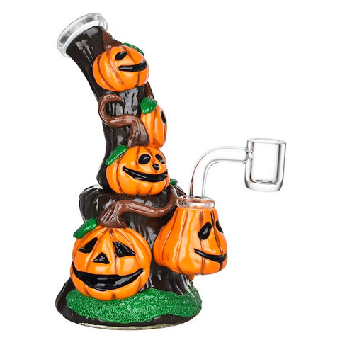 Stacked Jack-O-Lantern Halloween Dab Rig: 7" Piled Up Pumpkin Patch