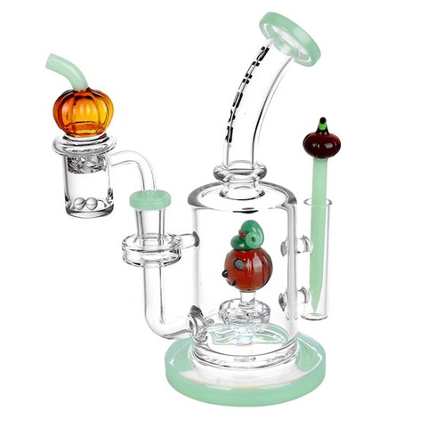 Pumpkin Patch Halloween Dab Rig Kit:  Dab Rig with Spinner Cap, Banger, and Dab Tool