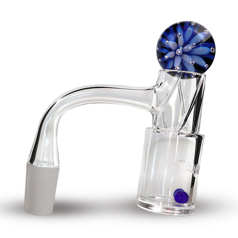 Splashguard Cyclone Quartz Banger with Auto-Spinner Airflow Marble Cap and Terp Pearls Full Weld