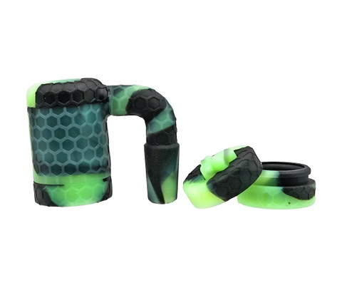 Black UV Silicone Reclaim Catcher: 14mm Male 90 Degree - HoneyComb Ultraviolet Design