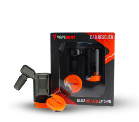 Black Reclaim Catcher: 14mm Male 45 Degree Sidecar Pipe Joint to 14mm Female 90 Degree Banger Joint