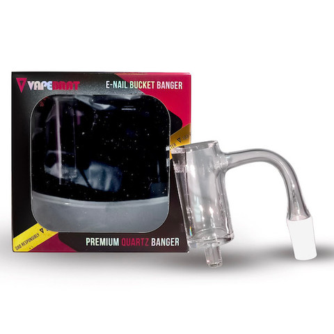 25mm Deep Dish Enail Quartz Bucket Banger: 14mm Male 90 Degree Full Weld