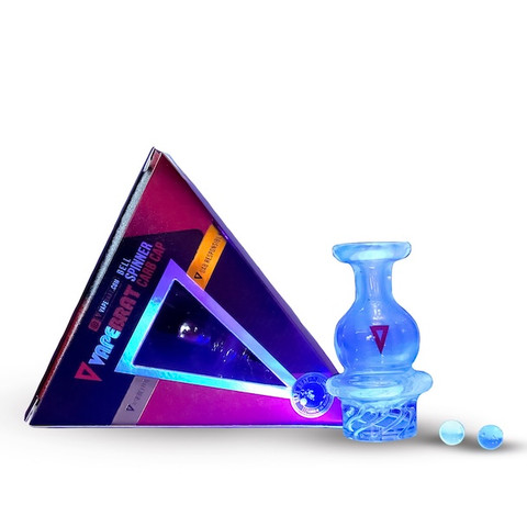 25mm UV Bell Spinner Carb Cap with Two 6mm Terp Pearls: Glows in Blacklight