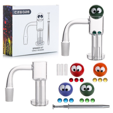 Triple Chamber Terp Slurper Complete Kit: 14mm Male 90 Degree Angle