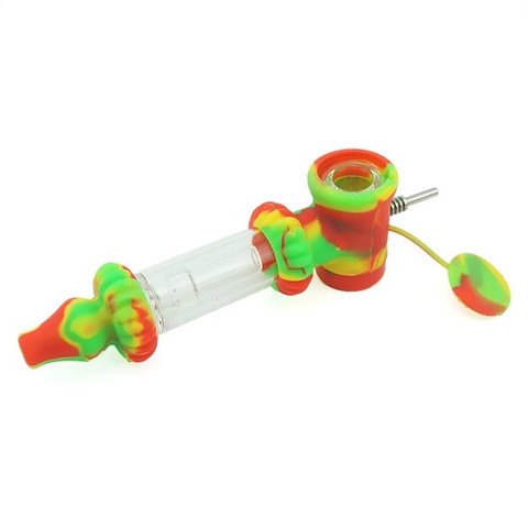 Double Hitter 2-in-1 Silicone Bubbler Nectar Collector and Dry Herb Pipe