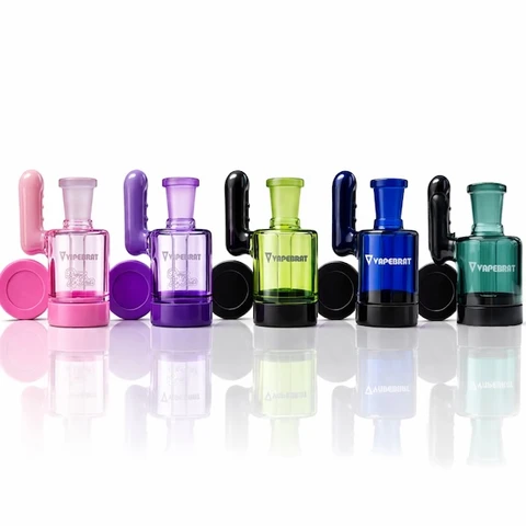 VapeBrat Extended Curved Neck Reclaim Catcher: 14mm Male 90 Degree Angle Pipe Joint to 14mm Female Banger Joint