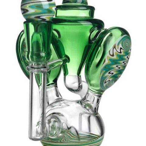 8" American Glass Wig Wag Recycler Dab Rig Kit: Green