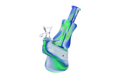 7" Blue Green Pattern Peak Design Silicone Bong