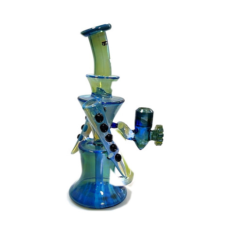 9.75" Iridescent Tentacle Disc Perc Borosilicate Glass Dab Rig