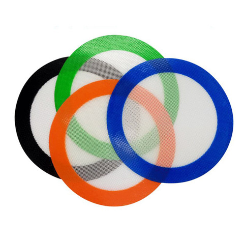 Silicone Dab Mat - 5x5 -Mini Silicone Mat Round Green and White