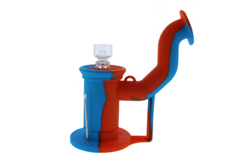 Silicone Dab Rig Waterpipe Kit with Quartz Nail - Blue & Orange